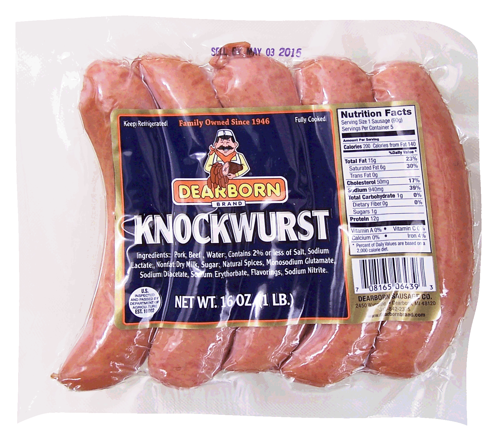 Dearborn  knockwurst, 5 ct Full-Size Picture